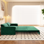 66' Queen Pull Out Sofa Bed, 3-in-1 Convertible Sleeper Sofa with Side Storage,Multi-Functional Velvet Loveseat Bed for Living Room,Bedroom,Apartment,Office Sofa