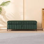 49.21' Wide Upholstered Velvet Storage Soft Bench Footstool Ottoman End of Bed with Metal Legs, Foot Rest for Living Room, Entryway and Bedroom, Green