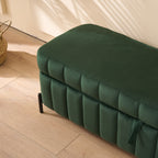 49.21' Wide Upholstered Velvet Storage Soft Bench Footstool Ottoman End of Bed with Metal Legs, Foot Rest for Living Room, Entryway and Bedroom, Green
