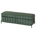 49.21' Wide Upholstered Velvet Storage Soft Bench Footstool Ottoman End of Bed with Metal Legs, Foot Rest for Living Room, Entryway and Bedroom, Green