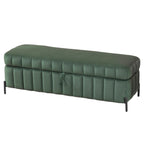 49.21' Wide Upholstered Velvet Storage Soft Bench Footstool Ottoman End of Bed with Metal Legs, Foot Rest for Living Room, Entryway and Bedroom, Green