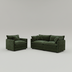 Green Chenille 2-Piece Loveseat and Accent Chair Set