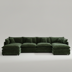 Green sectional sofa on a light gray background