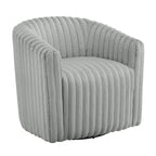 Alexa Ultra Plush Modern Barrel Swivel Chair in Grey with Wide Wale Cord-like Fabric Accent Chair