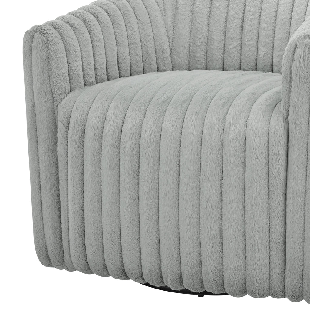 Alexa Ultra Plush Modern Barrel Swivel Chair in Grey with Wide Wale Cord-like Fabric Accent Chair