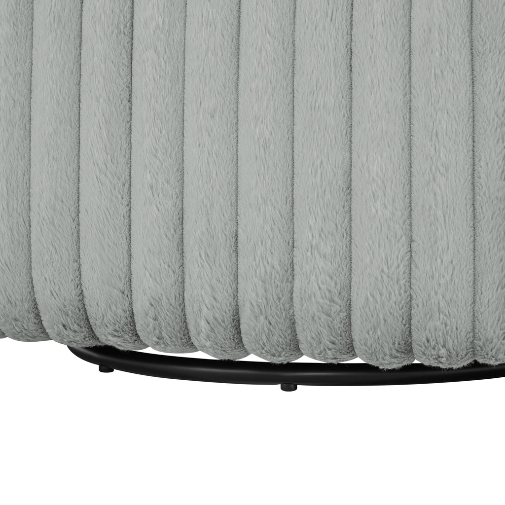 Alexa Ultra Plush Modern Barrel Swivel Chair in Grey with Wide Wale Cord-like Fabric Accent Chair