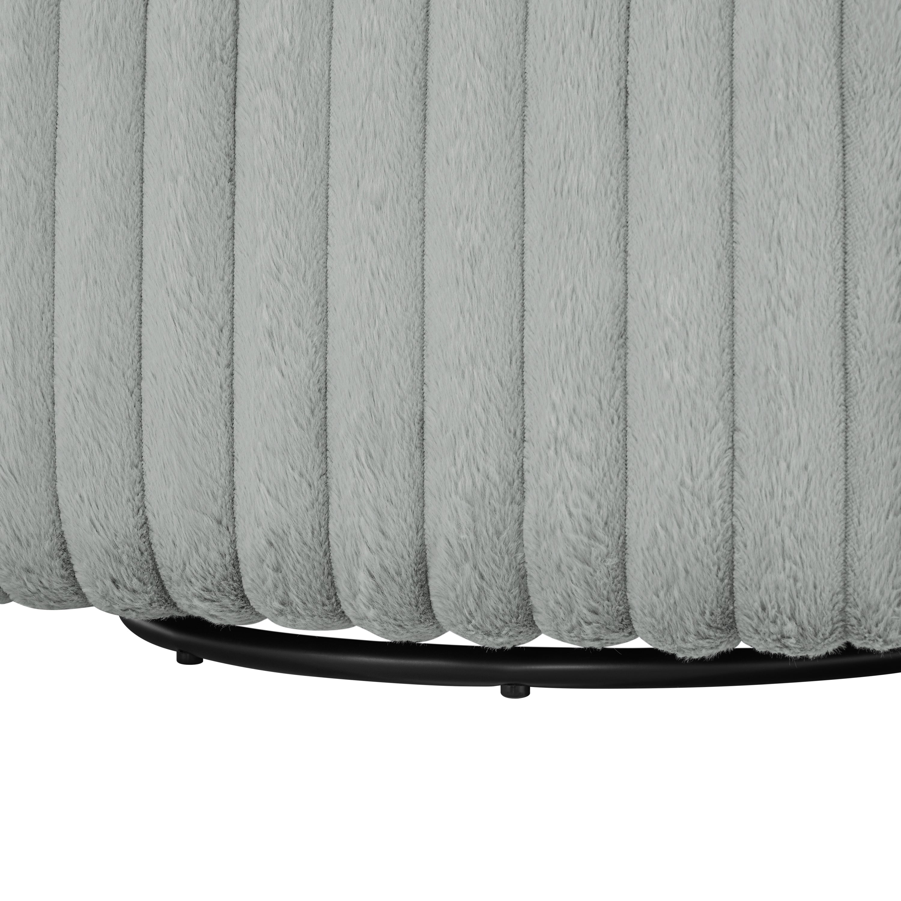 Alexa Ultra Plush Modern Barrel Swivel Chair in Grey with Wide Wale Cord-like Fabric Accent Chair