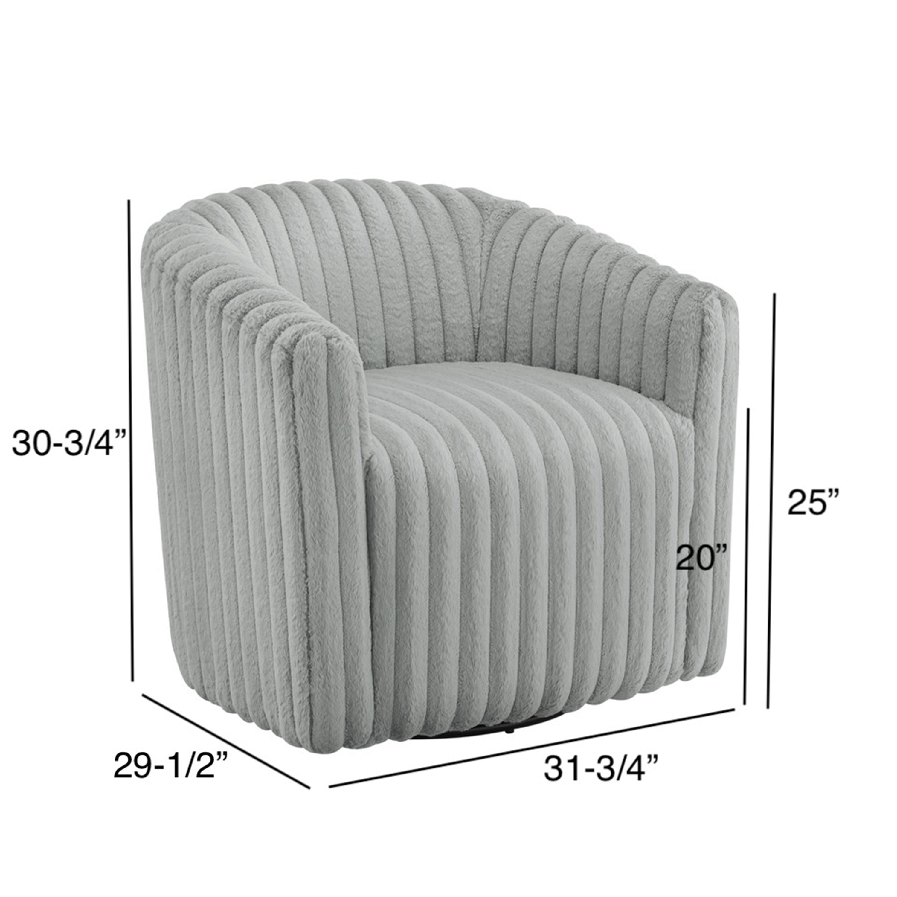 Alexa Ultra Plush Modern Barrel Swivel Chair in Grey with Wide Wale Cord-like Fabric Accent Chair