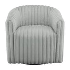 Alexa Ultra Plush Modern Barrel Swivel Chair in Grey with Wide Wale Cord-like Fabric Accent Chair