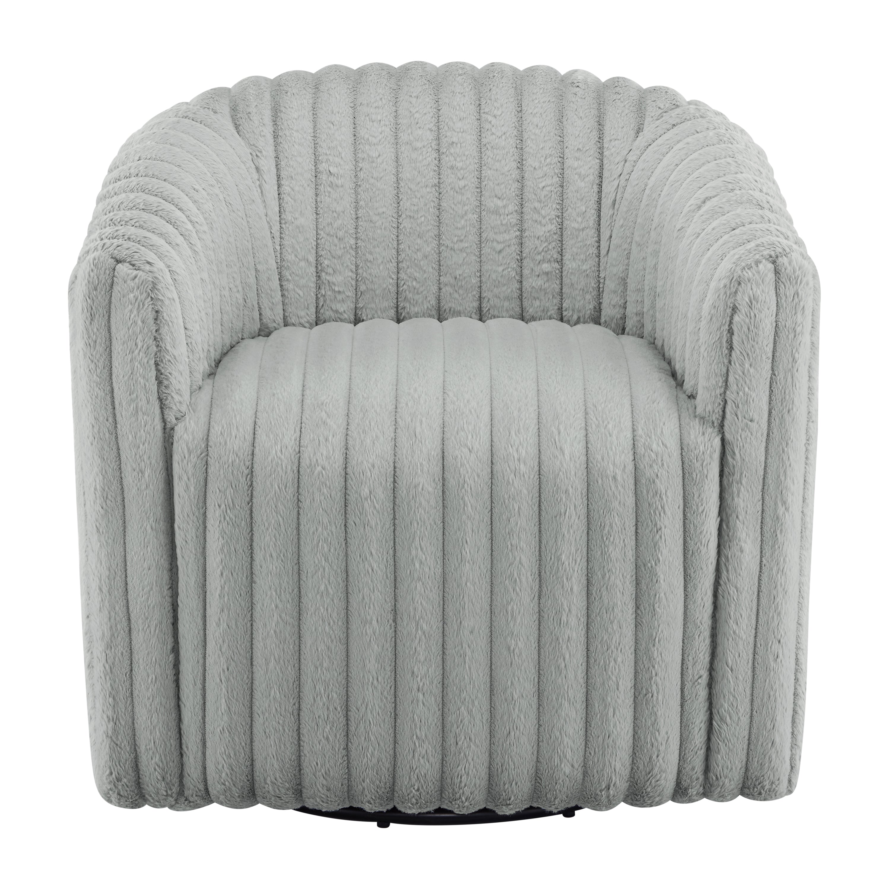 Alexa Ultra Plush Modern Barrel Swivel Chair in Grey with Wide Wale Cord-like Fabric Accent Chair