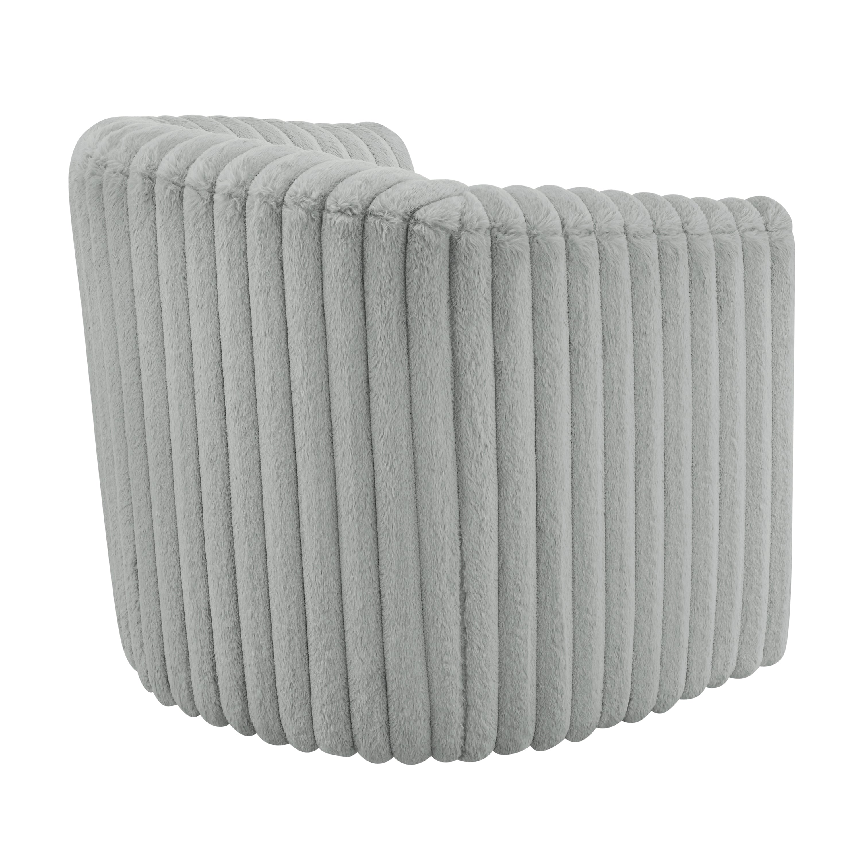 Alexa Ultra Plush Modern Barrel Swivel Chair in Grey with Wide Wale Cord-like Fabric Accent Chair