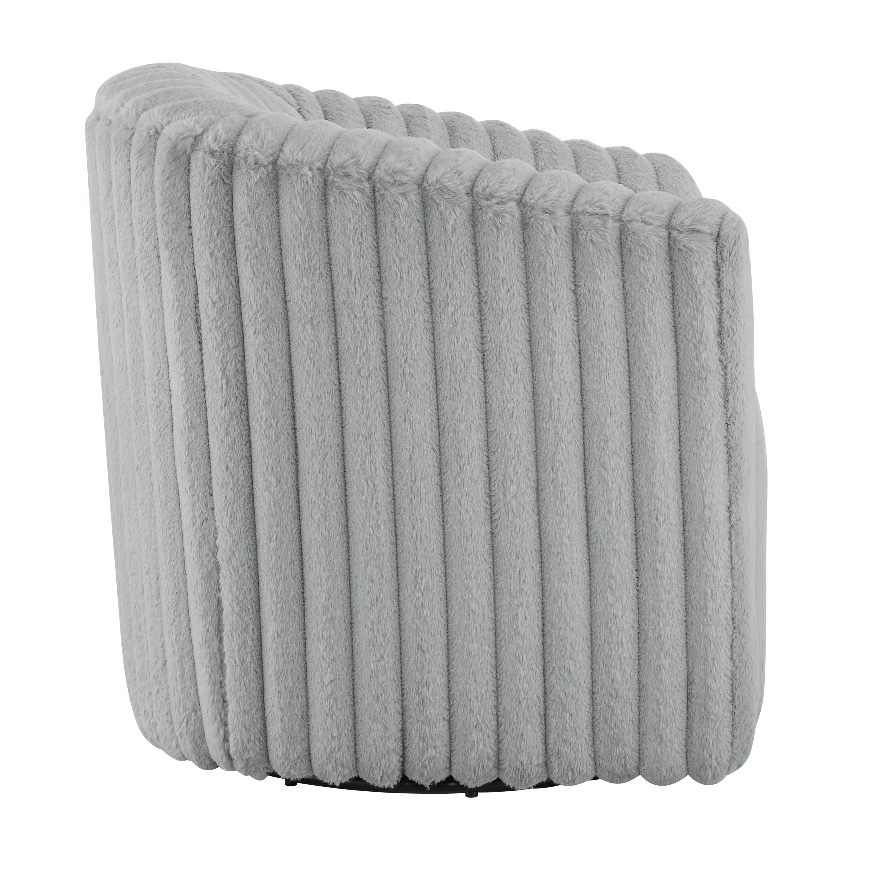 Alexa Ultra Plush Modern Barrel Swivel Chair in Grey with Wide Wale Cord-like Fabric Accent Chair