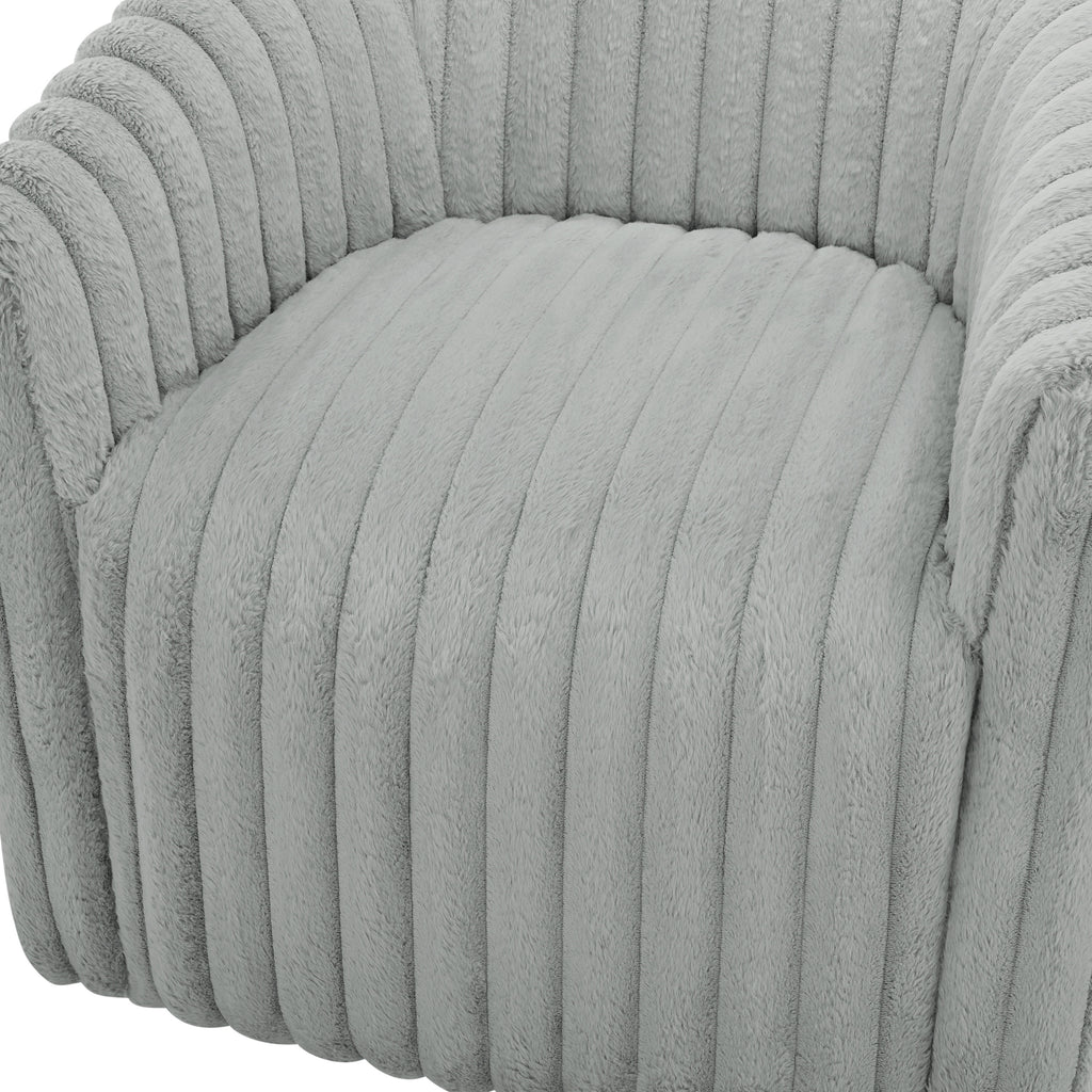 Alexa Ultra Plush Modern Barrel Swivel Chair in Grey with Wide Wale Cord-like Fabric Accent Chair