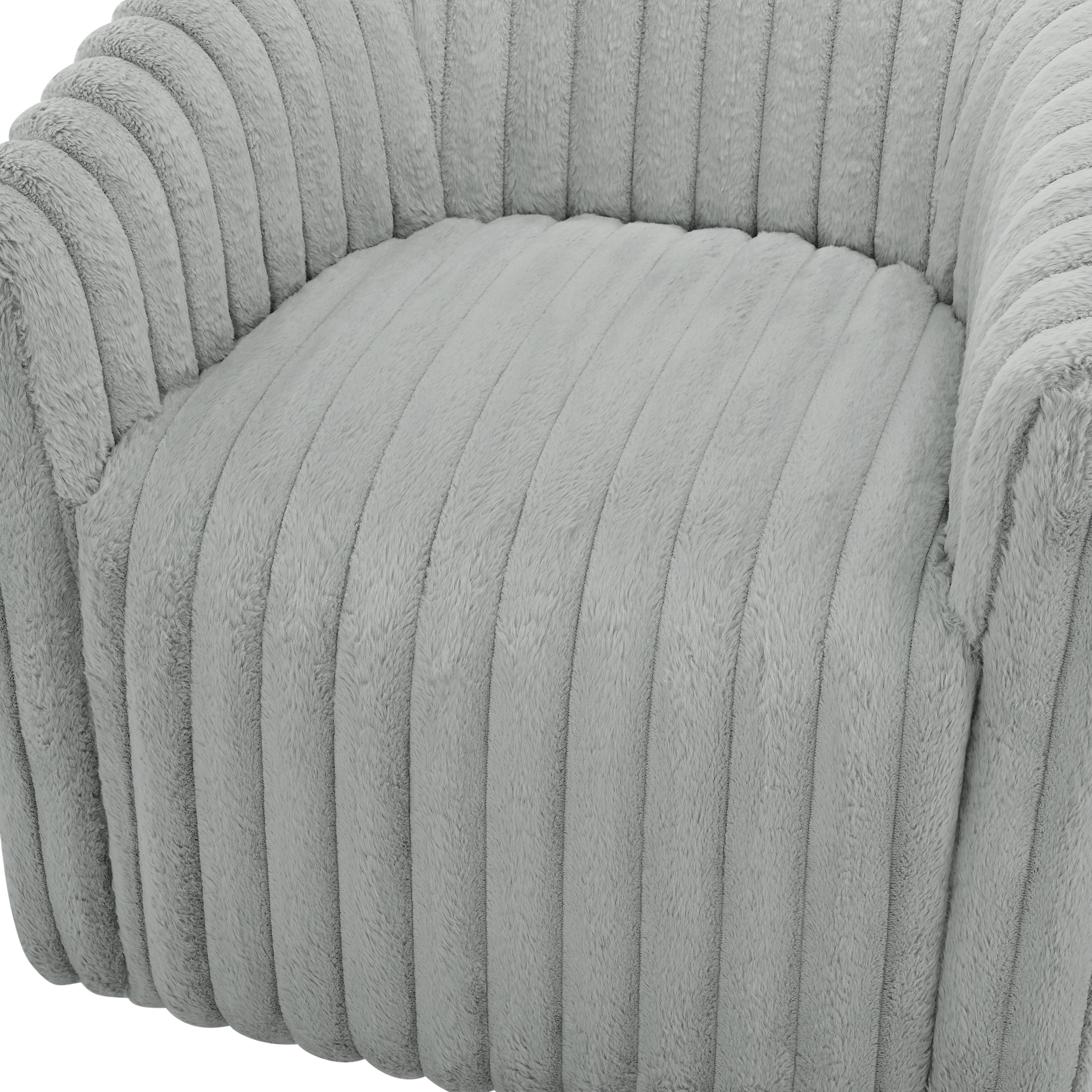 Alexa Ultra Plush Modern Barrel Swivel Chair in Grey with Wide Wale Cord-like Fabric Accent Chair