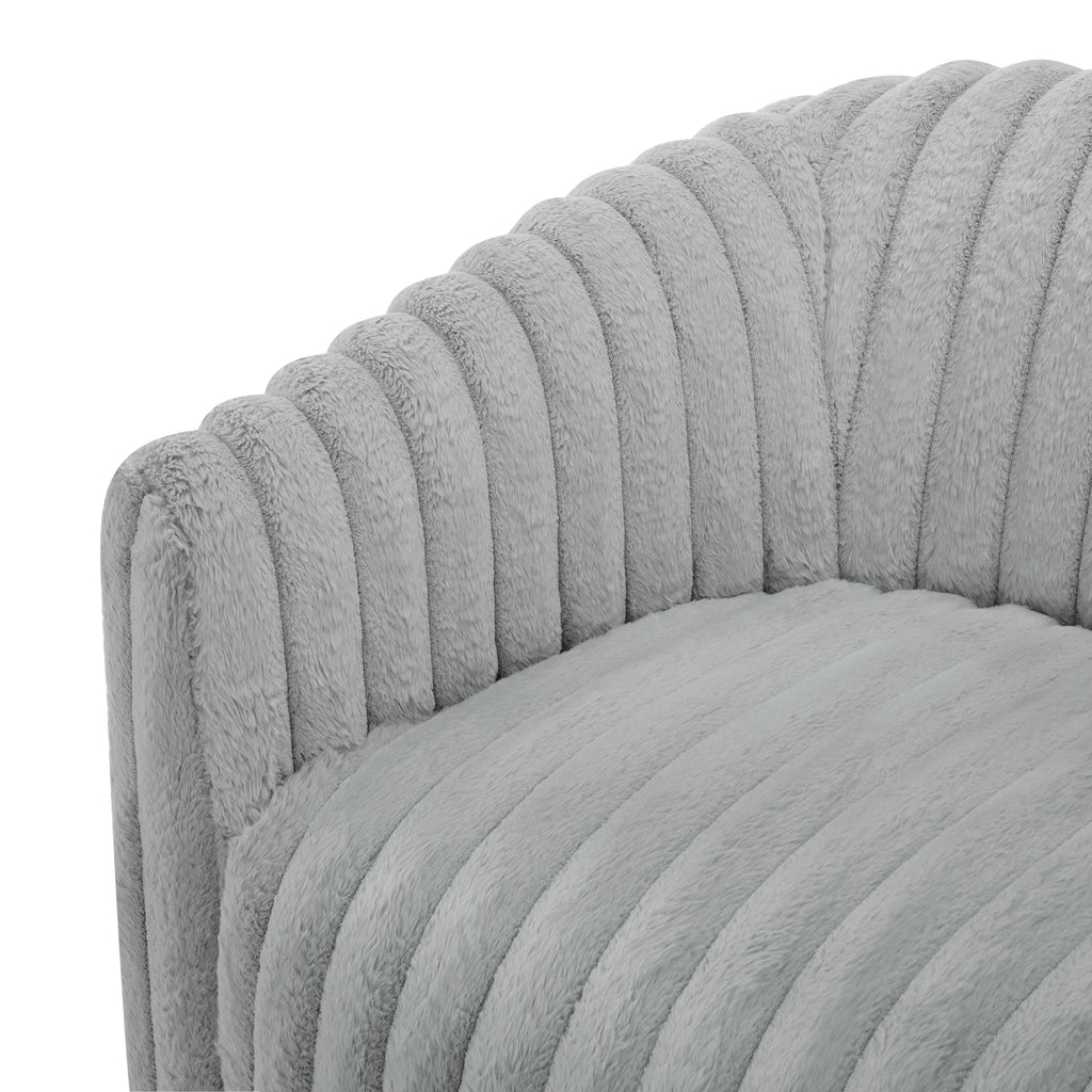 Alexa Ultra Plush Modern Barrel Swivel Chair in Grey with Wide Wale Cord-like Fabric Accent Chair