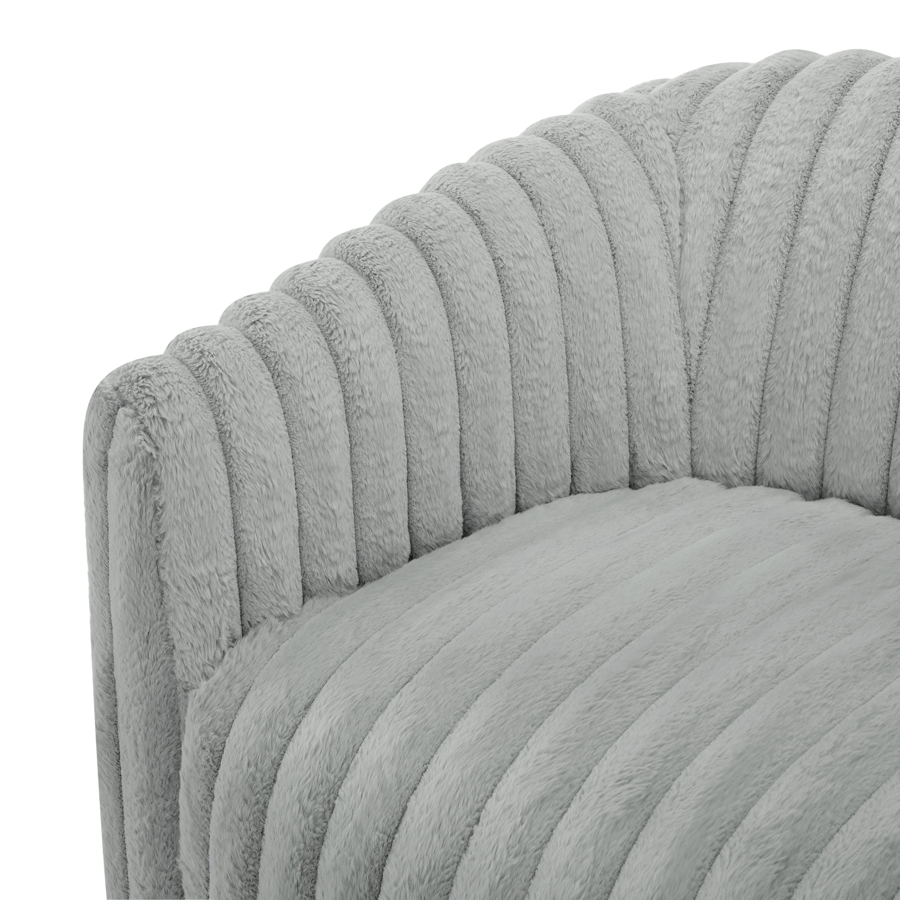 Alexa Ultra Plush Modern Barrel Swivel Chair in Grey with Wide Wale Cord-like Fabric Accent Chair