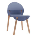 Grey Blue Four Piece Modern Chair Set with Red Oak Legs.
