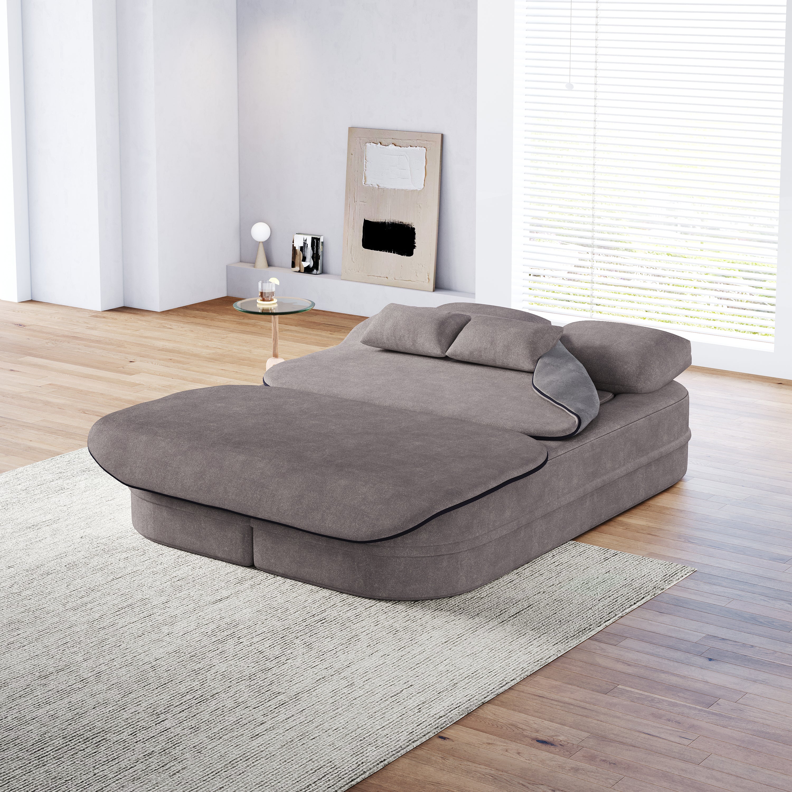 75''2-in-1 Foldable Sofa,Convertible Sleeper Foam Sofa Bed with Multi Functional Blanket, Chenille Floor folding sofa bed, Floor Sofa Lounge Sofa for Living Room Bedroom Lounge Studio