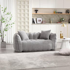 Grey Chenille Beanbag Chair For Two, 66" x 35" x 25" Inches.
