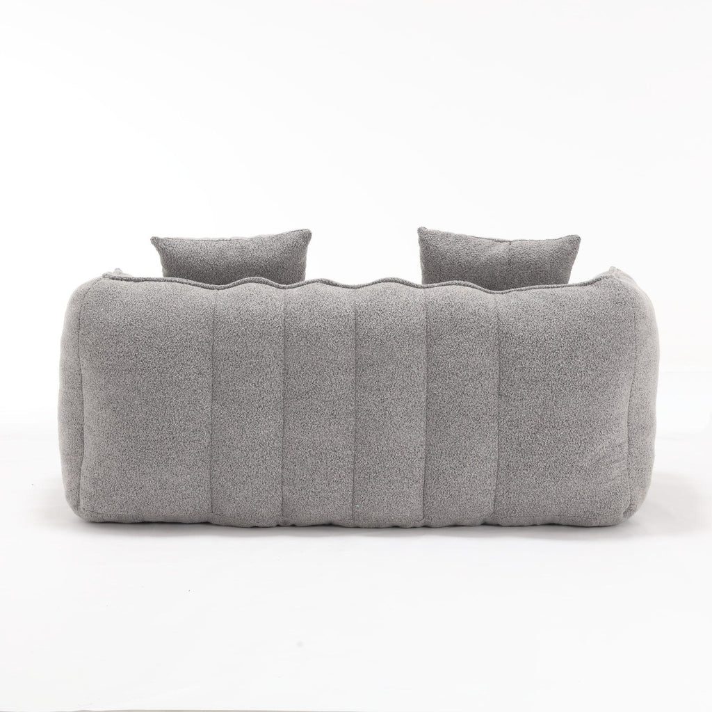 Grey Chenille Beanbag Chair For Two, 66" x 35" x 25" Inches.