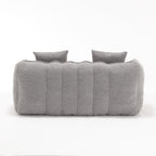 Grey Chenille Beanbag Chair For Two, 66" x 35" x 25" Inches.