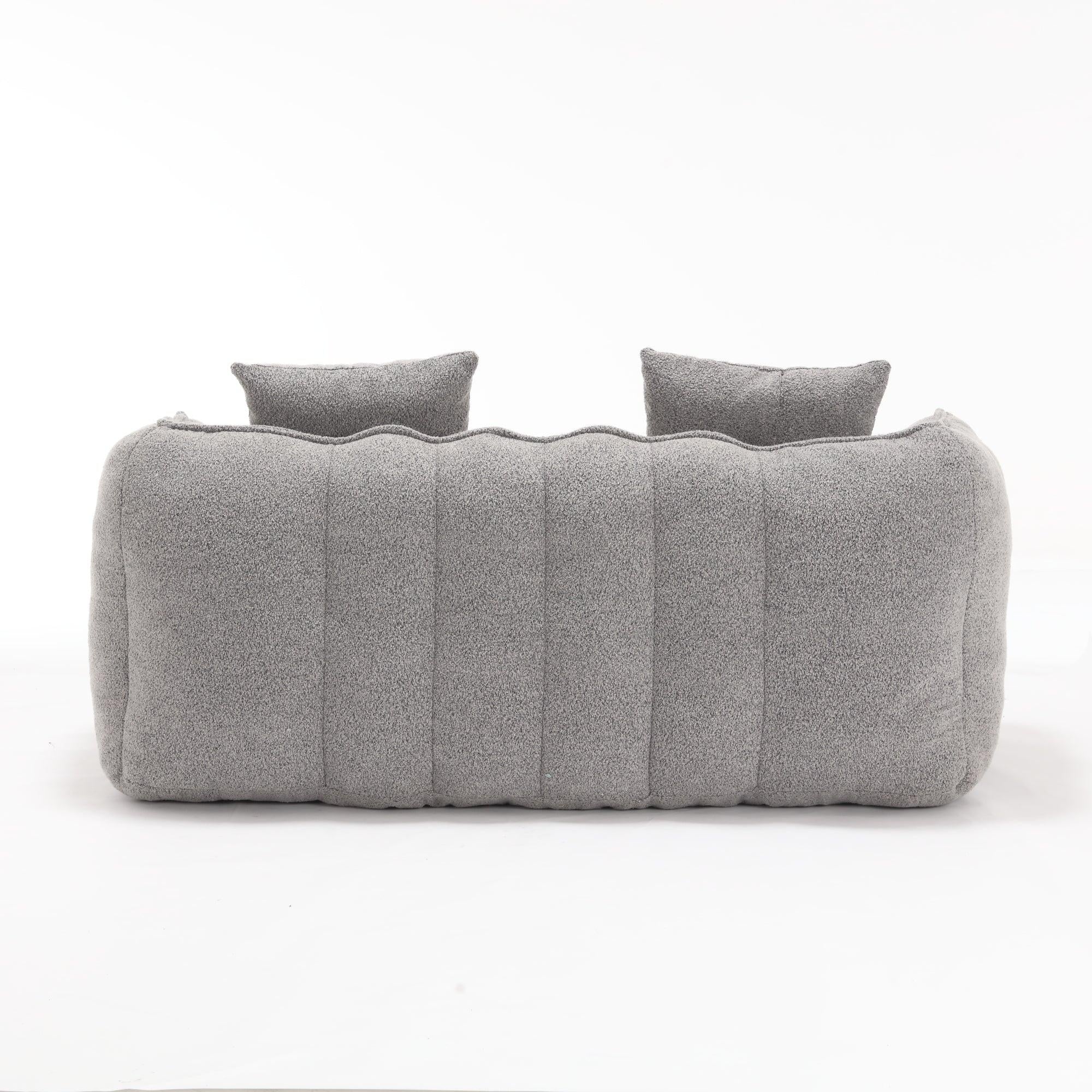 Grey Chenille Beanbag Chair For Two, 66" x 35" x 25" Inches.