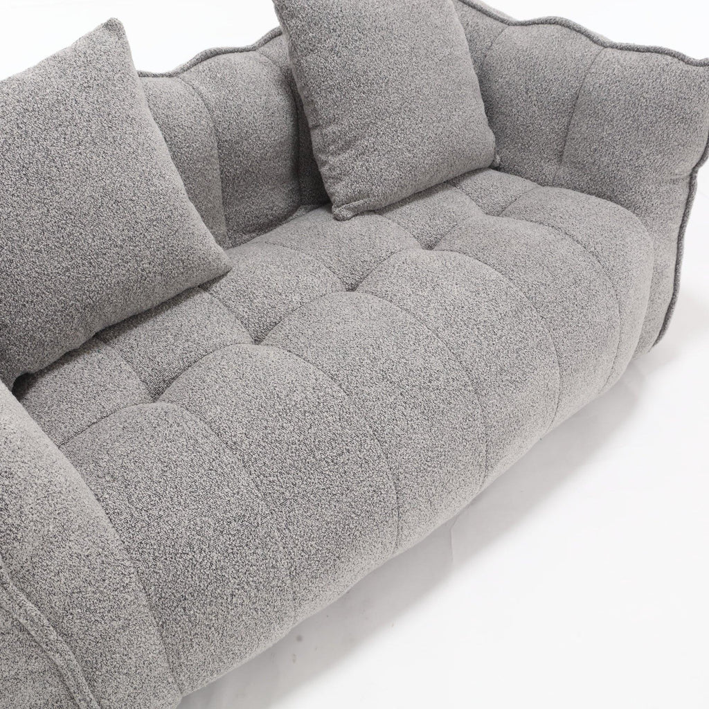 Grey Chenille Beanbag Chair For Two, 66" x 35" x 25" Inches.
