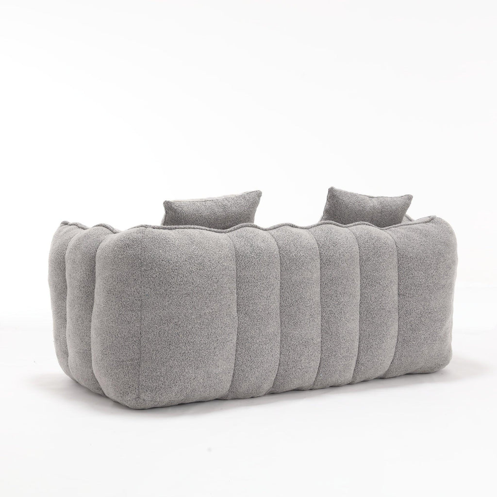 Grey Chenille Beanbag Chair For Two, 66" x 35" x 25" Inches.