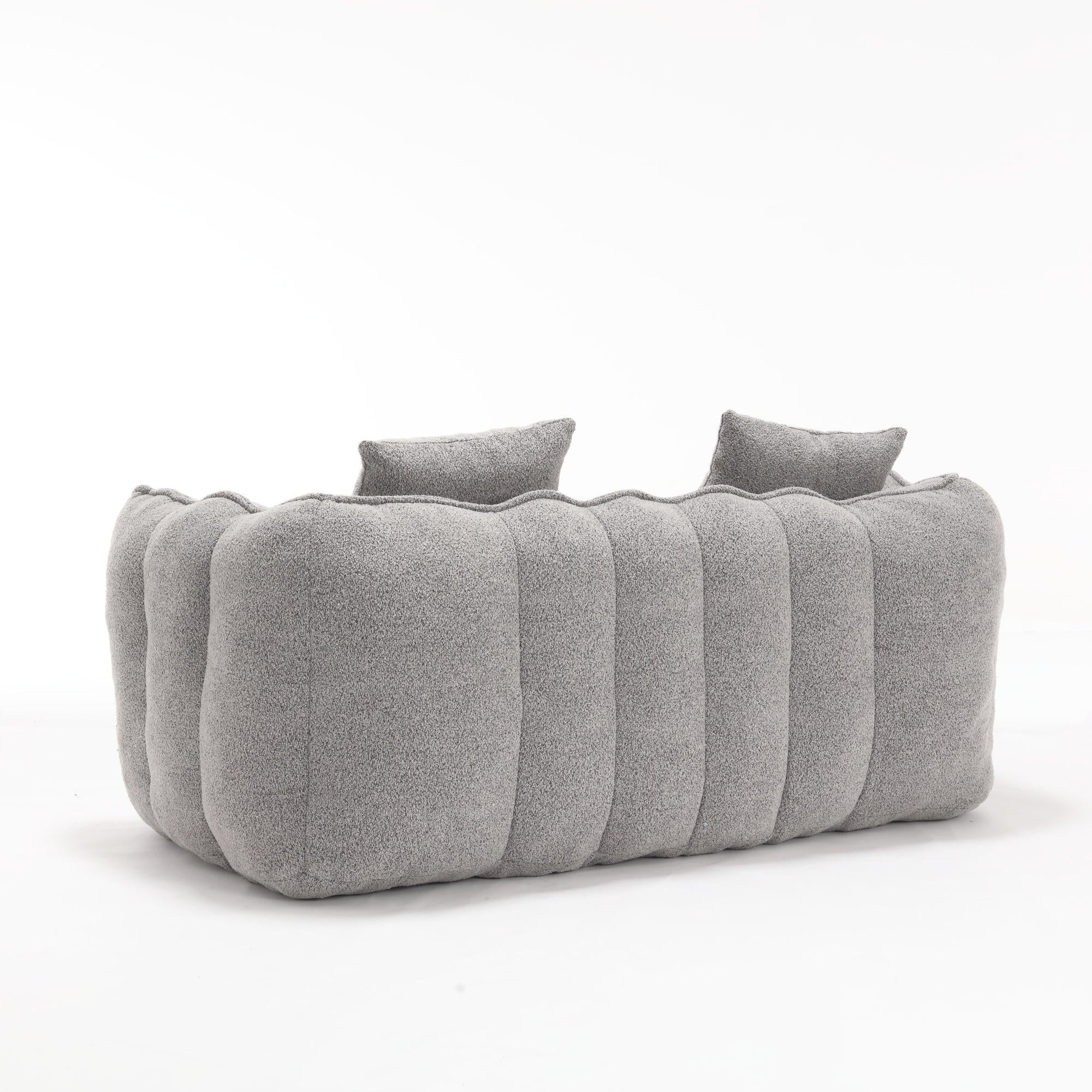 Grey Chenille Beanbag Chair For Two, 66" x 35" x 25" Inches.
