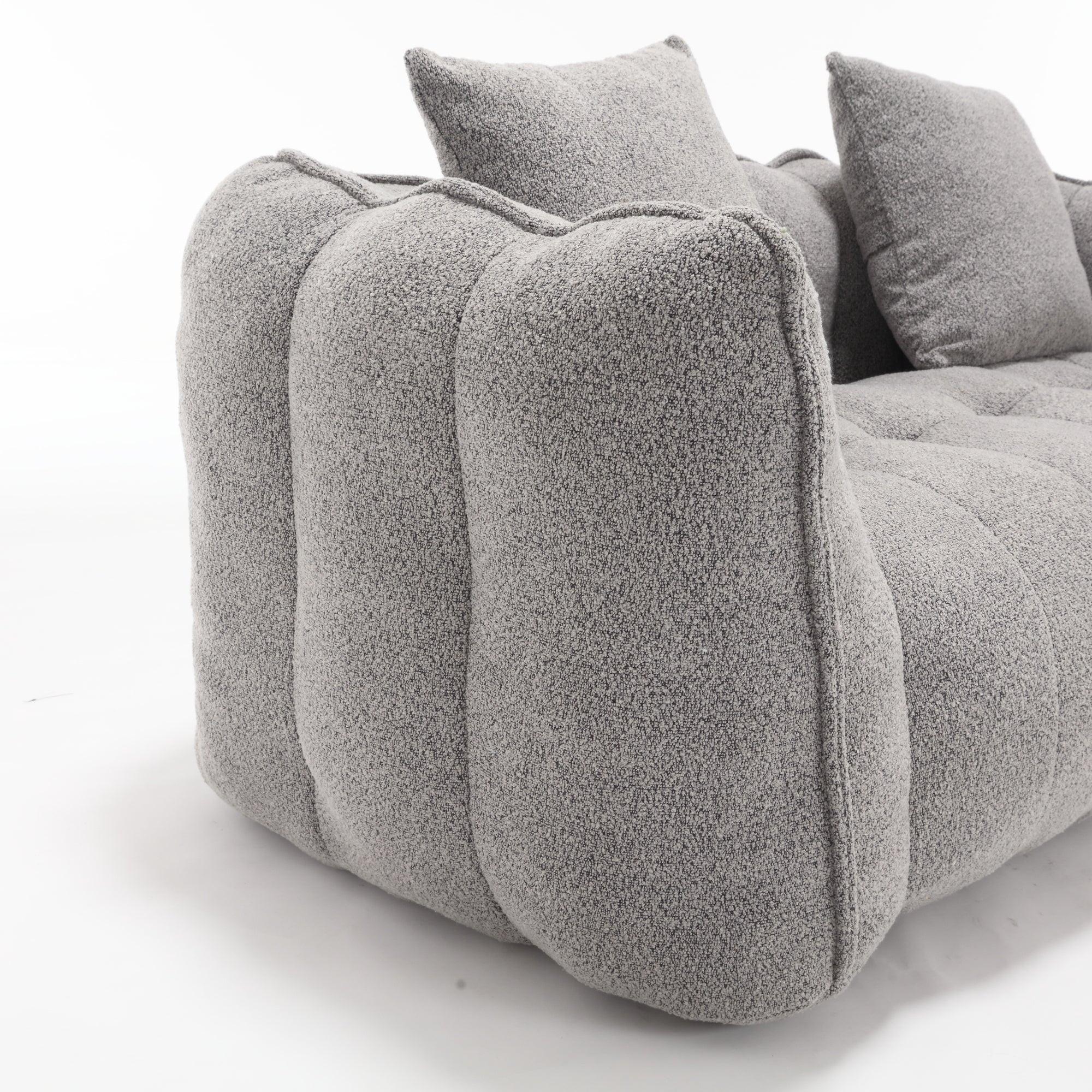 Grey Chenille Beanbag Chair For Two, 66" x 35" x 25" Inches.