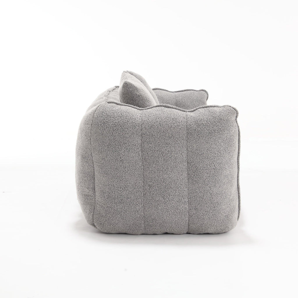 Grey Chenille Beanbag Chair For Two, 66" x 35" x 25" Inches.