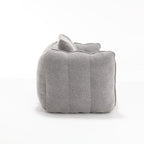Grey Chenille Beanbag Chair For Two, 66" x 35" x 25" Inches.