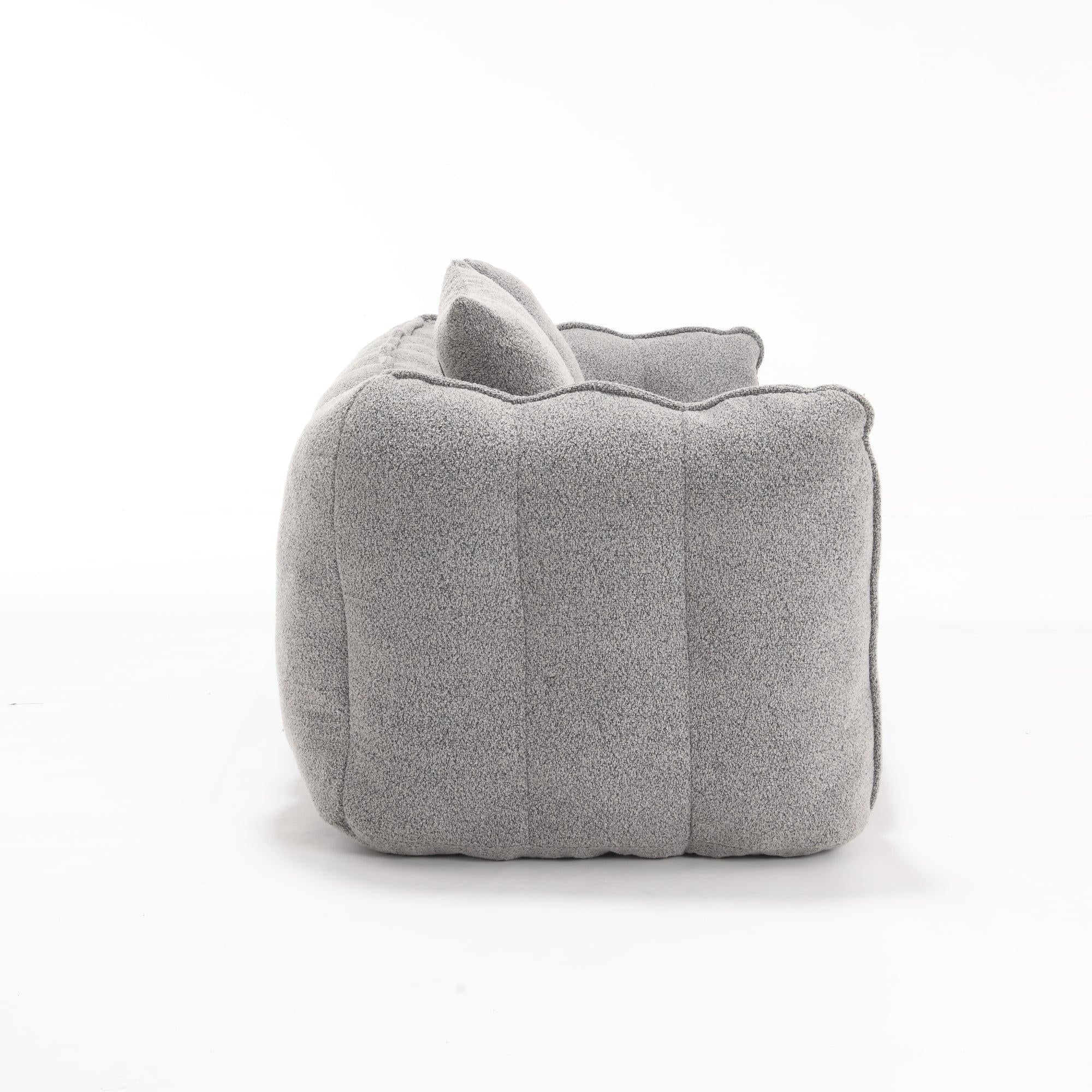 Grey Chenille Beanbag Chair For Two, 66" x 35" x 25" Inches.