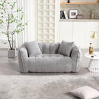 Grey Chenille Beanbag Chair For Two, 66" x 35" x 25" Inches.