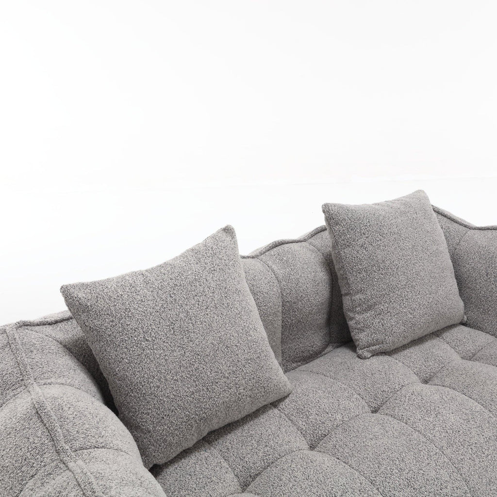 Grey Chenille Beanbag Chair For Two, 66" x 35" x 25" Inches.