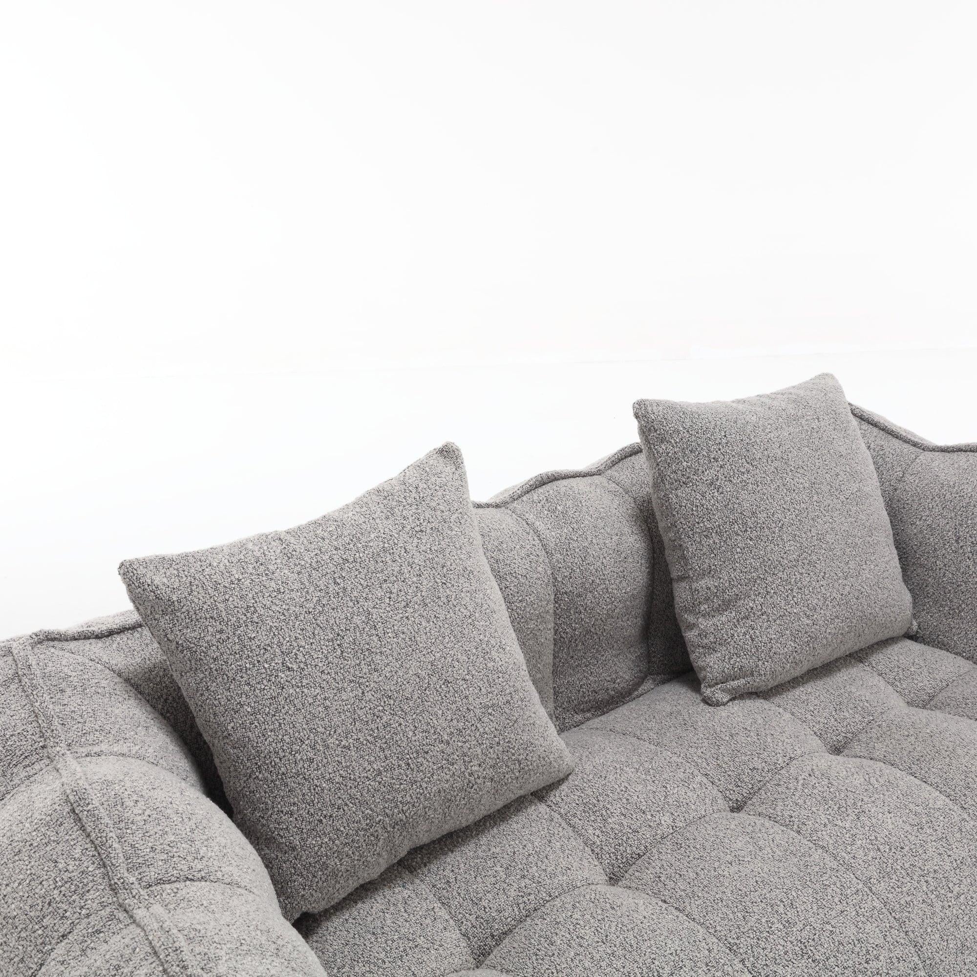 Grey Chenille Beanbag Chair For Two, 66" x 35" x 25" Inches.