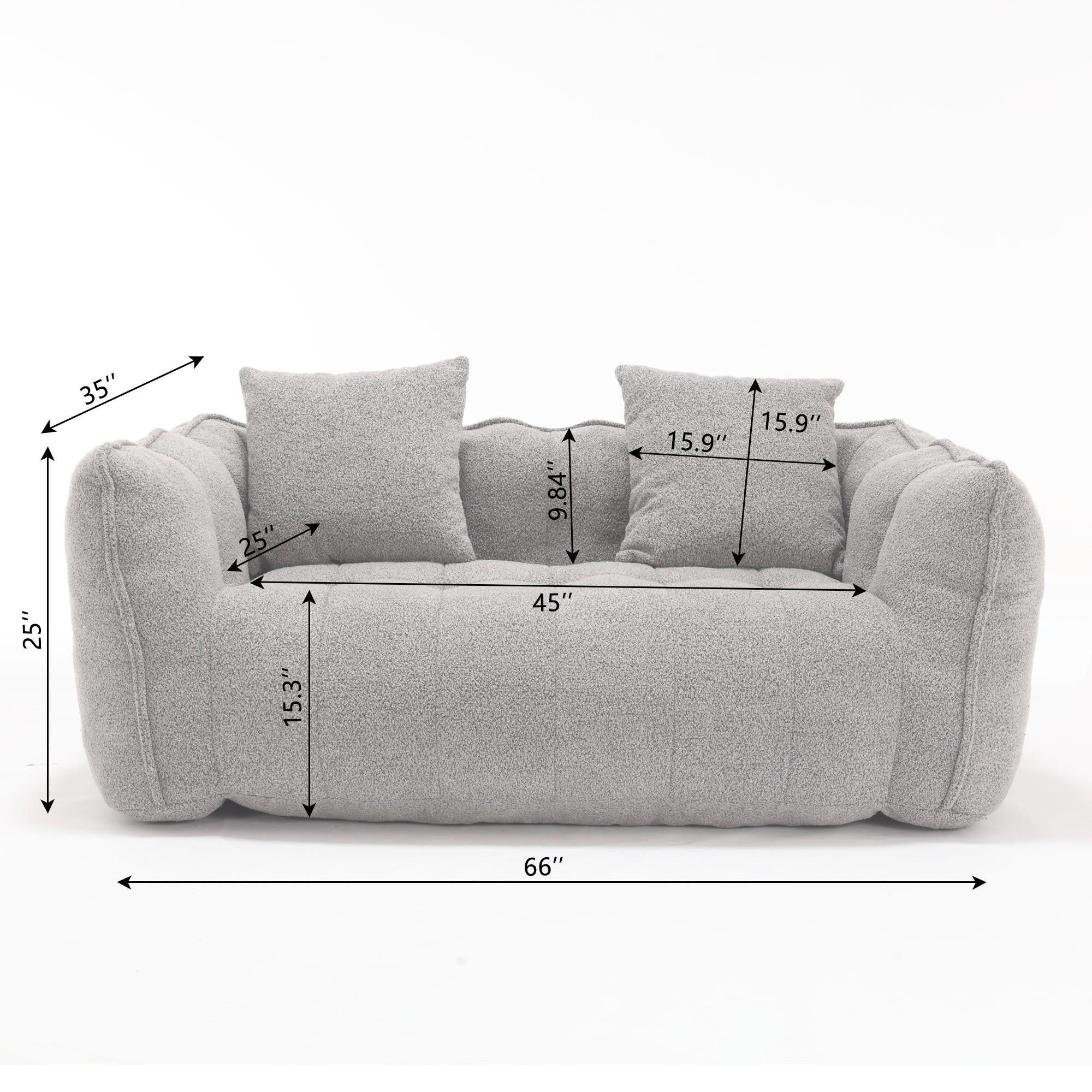 Soft beanbag chair with high resilience foam core for two people. The comfortable square recliner sofa is ideal for family members and friends engaged in games, reading, watching TV