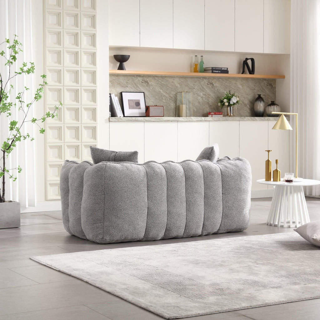 Grey Chenille Beanbag Chair For Two, 66" x 35" x 25" Inches.