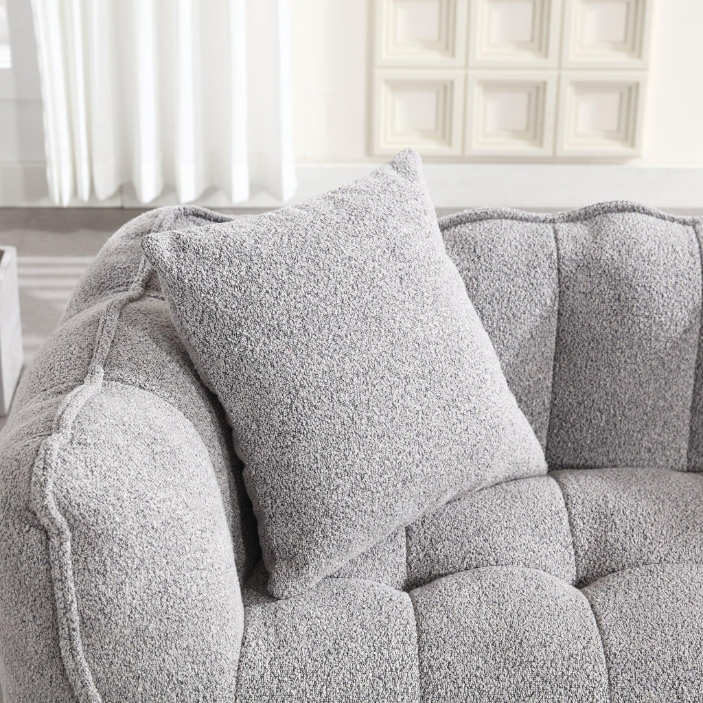 Grey Chenille Beanbag Chair For Two, 66" x 35" x 25" Inches.