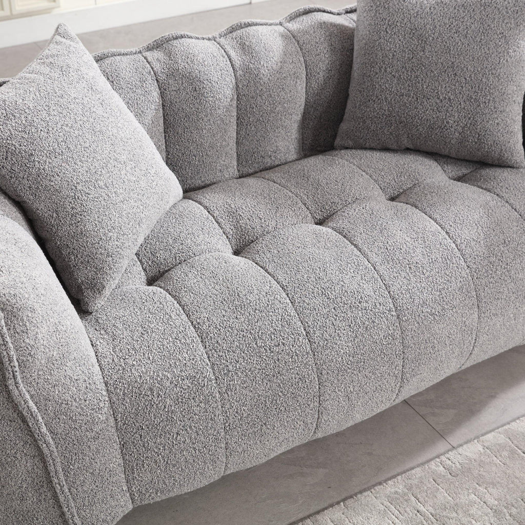 Grey Chenille Beanbag Chair For Two, 66" x 35" x 25" Inches.
