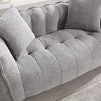 Grey Chenille Beanbag Chair For Two, 66" x 35" x 25" Inches.