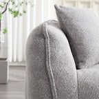 Grey Chenille Beanbag Chair For Two, 66" x 35" x 25" Inches.