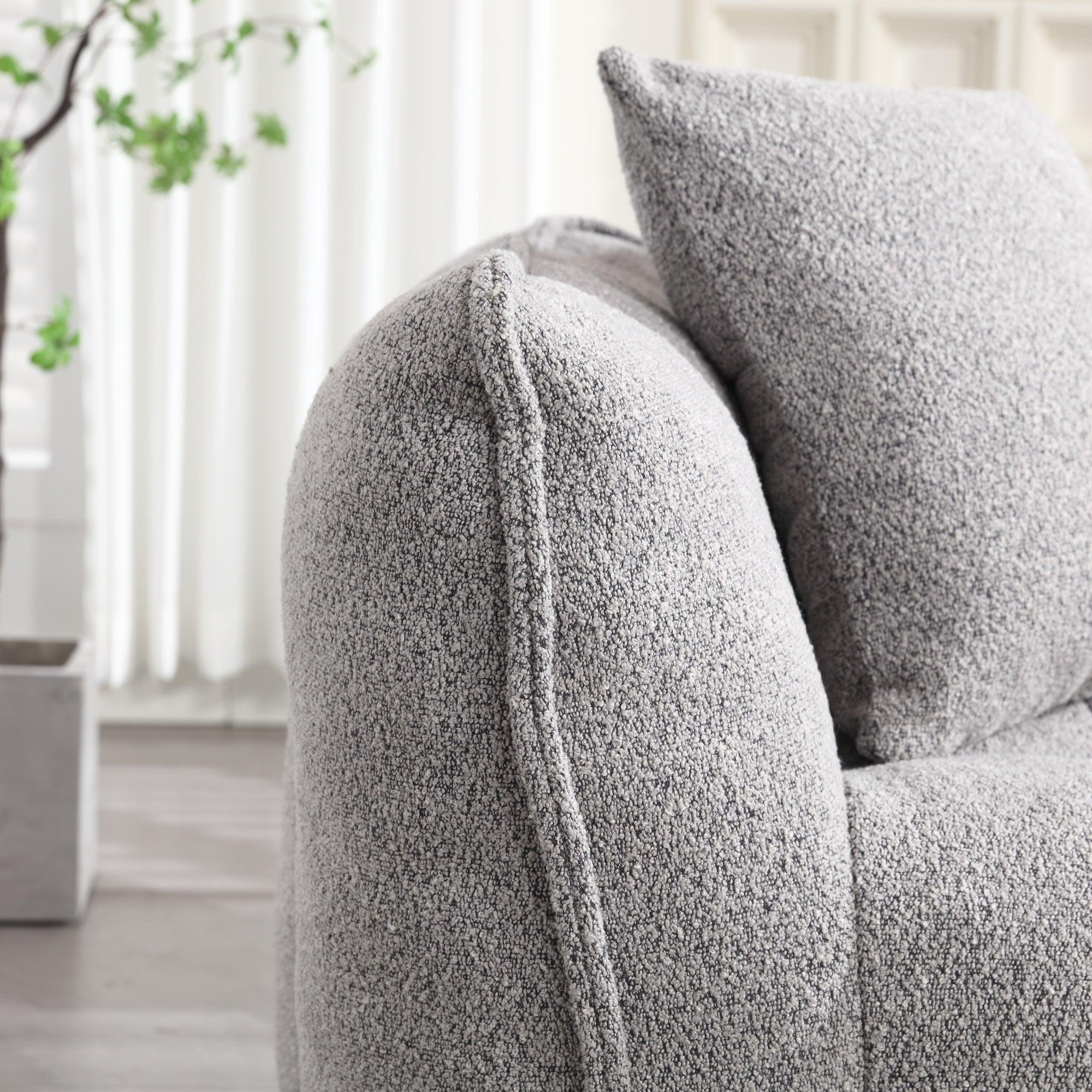 Grey Chenille Beanbag Chair For Two, 66" x 35" x 25" Inches.