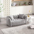 Grey Chenille Beanbag Chair For Two, 66" x 35" x 25" Inches.
