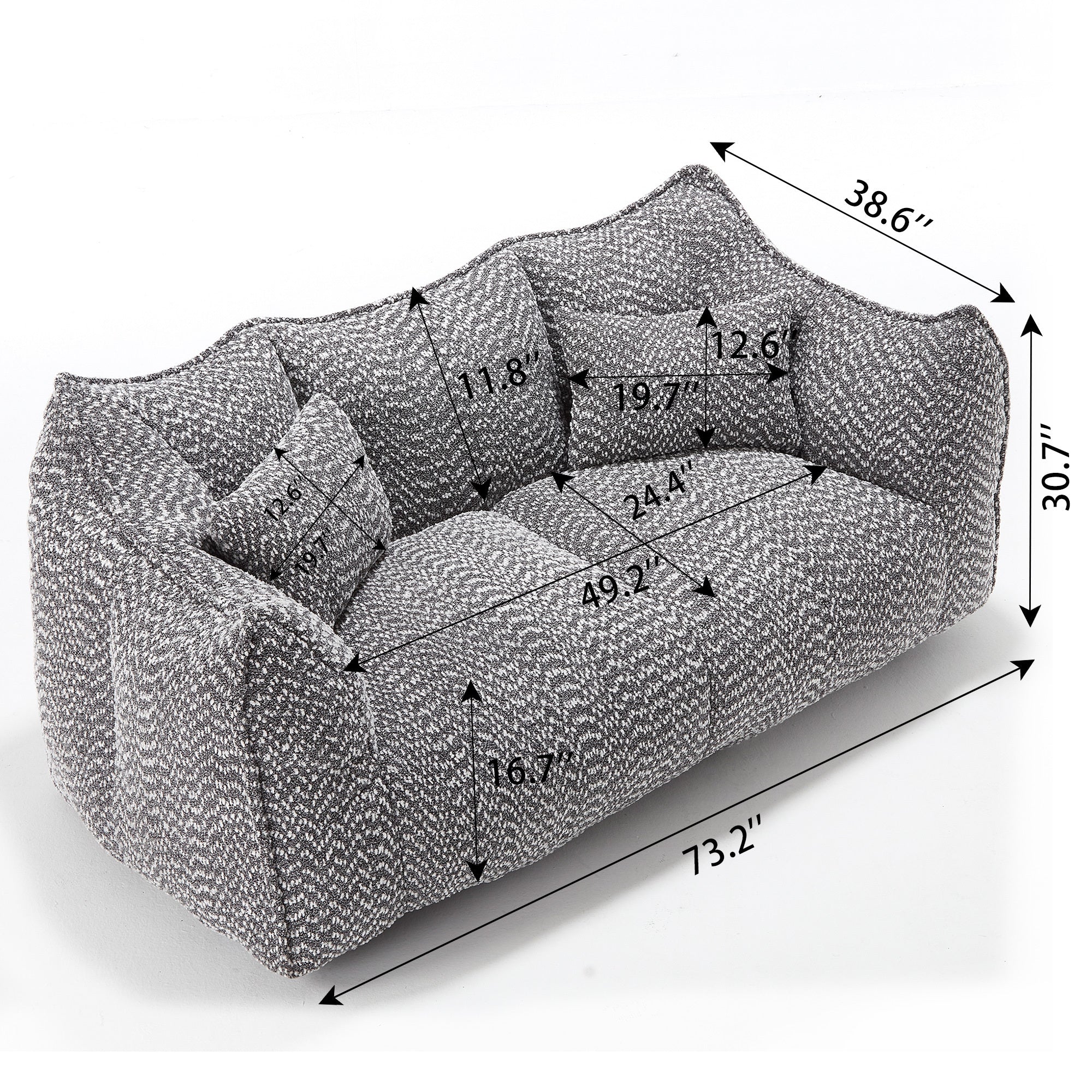 Soft beanbag chair with high resilience foam core for two people. The comfortable square recliner sofa is ideal for family members and friends engaged in games, reading, watching TV