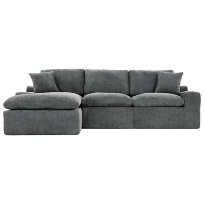 Cloud Sectional Sofa 107.9' Upholstered Sofa Couch with Double-layer Cushion and Side Pockets, Free-combined Sectional Sofa Full-compressed Sofa for Living Room, Grey