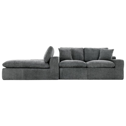 Cloud Sectional Sofa 107.9' Upholstered Sofa Couch with Double-layer Cushion and Side Pockets, Free-combined Sectional Sofa Full-compressed Sofa for Living Room, Grey