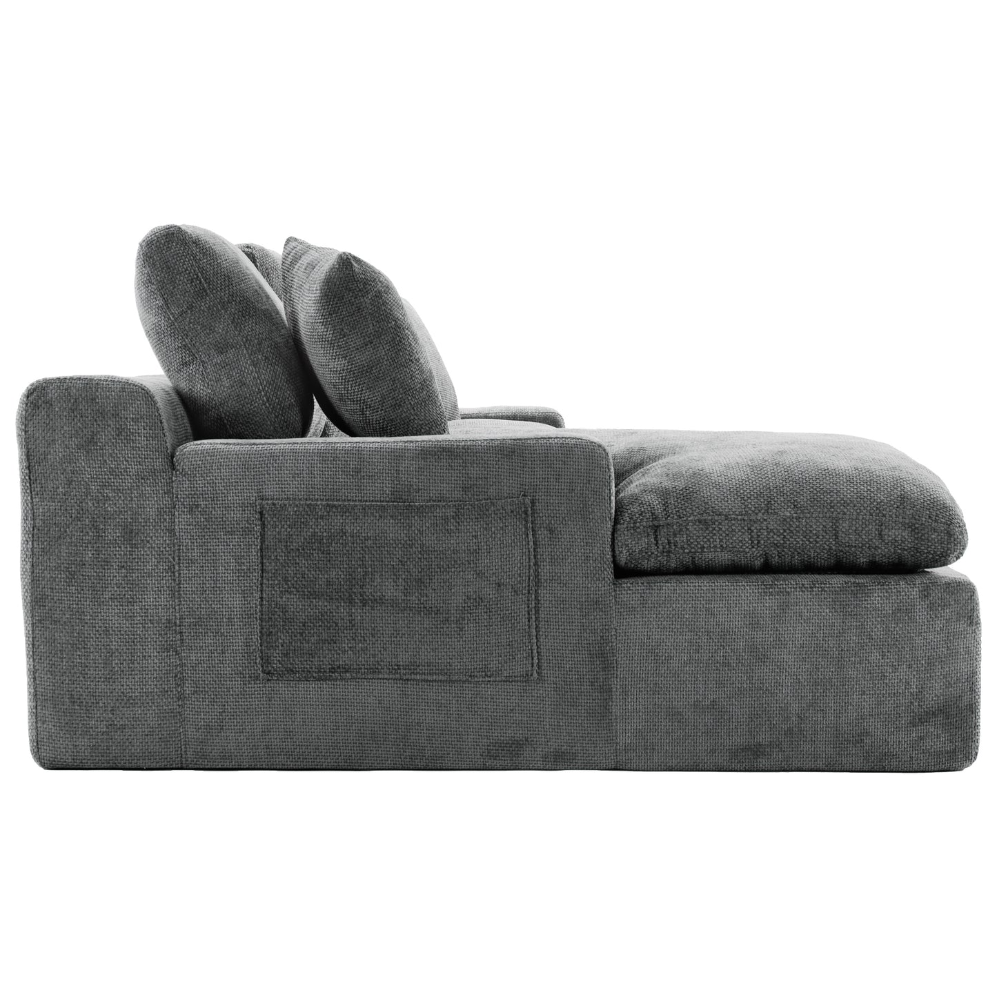 Cloud Sectional Sofa 107.9' Upholstered Sofa Couch with Double-layer Cushion and Side Pockets, Free-combined Sectional Sofa Full-compressed Sofa for Living Room, Grey