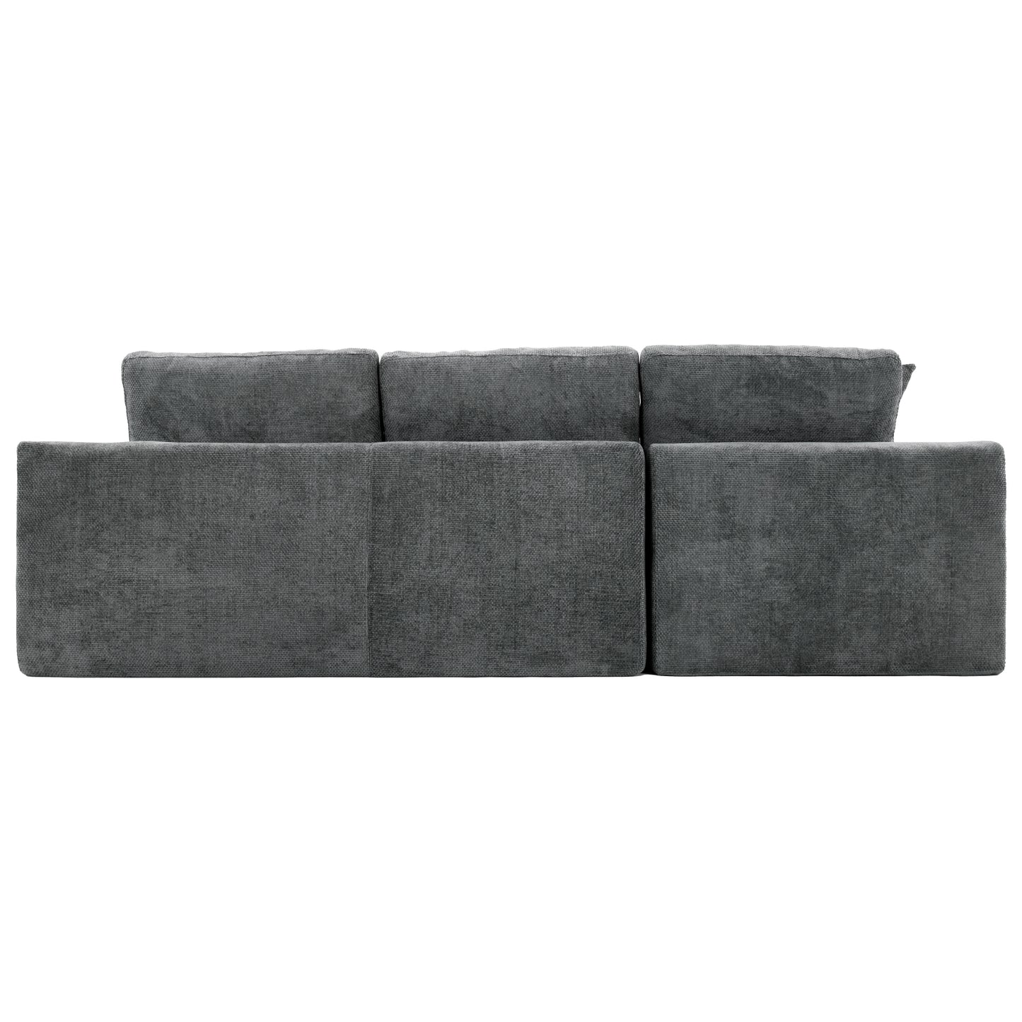 Cloud Sectional Sofa 107.9' Upholstered Sofa Couch with Double-layer Cushion and Side Pockets, Free-combined Sectional Sofa Full-compressed Sofa for Living Room, Grey