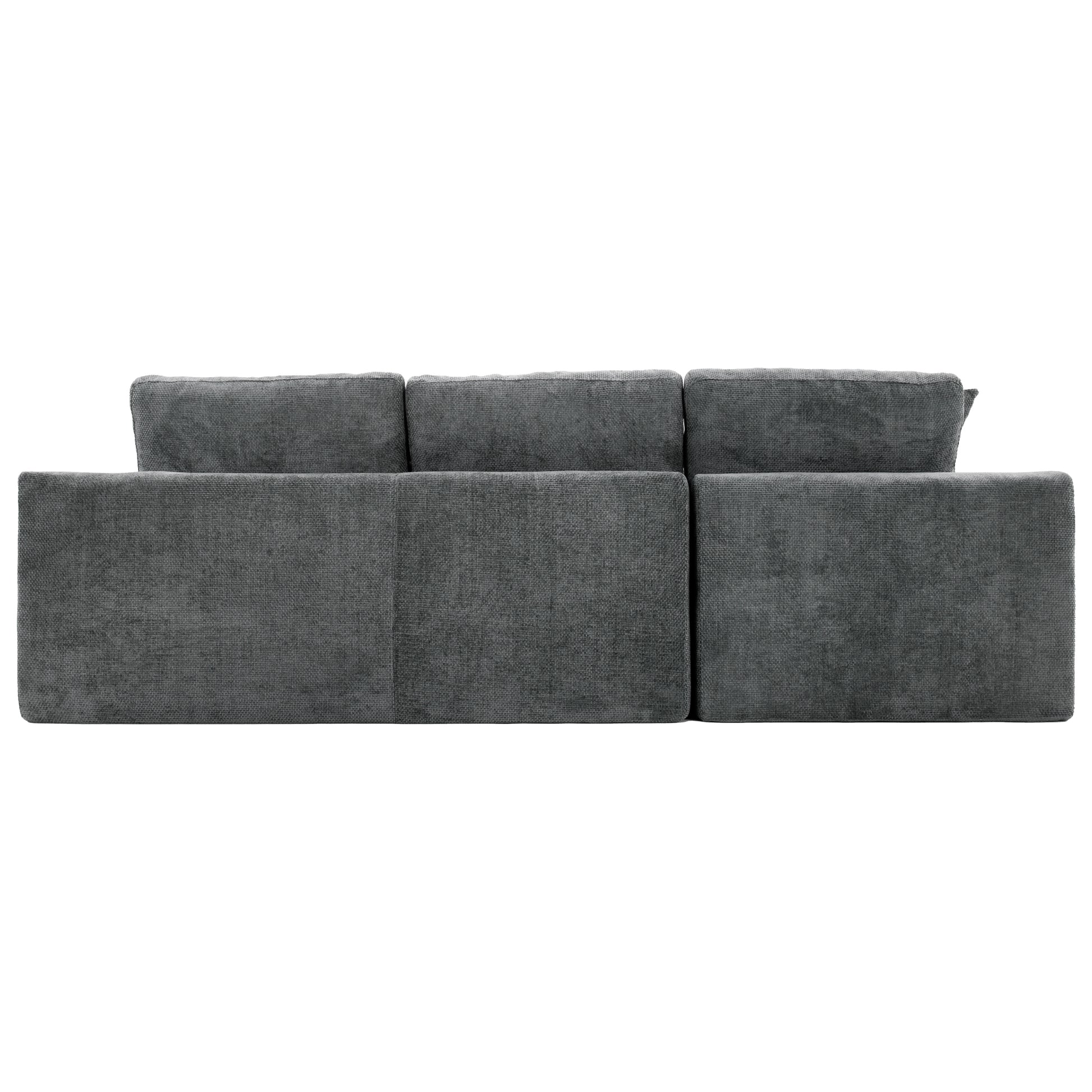 Cloud Sectional Sofa 107.9' Upholstered Sofa Couch with Double-layer Cushion and Side Pockets, Free-combined Sectional Sofa Full-compressed Sofa for Living Room, Grey